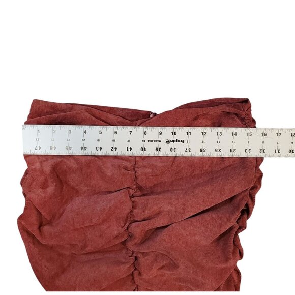 Zara Draped Corduroy Ruched Mini Skirt Size Large - Picture 6 of 11
